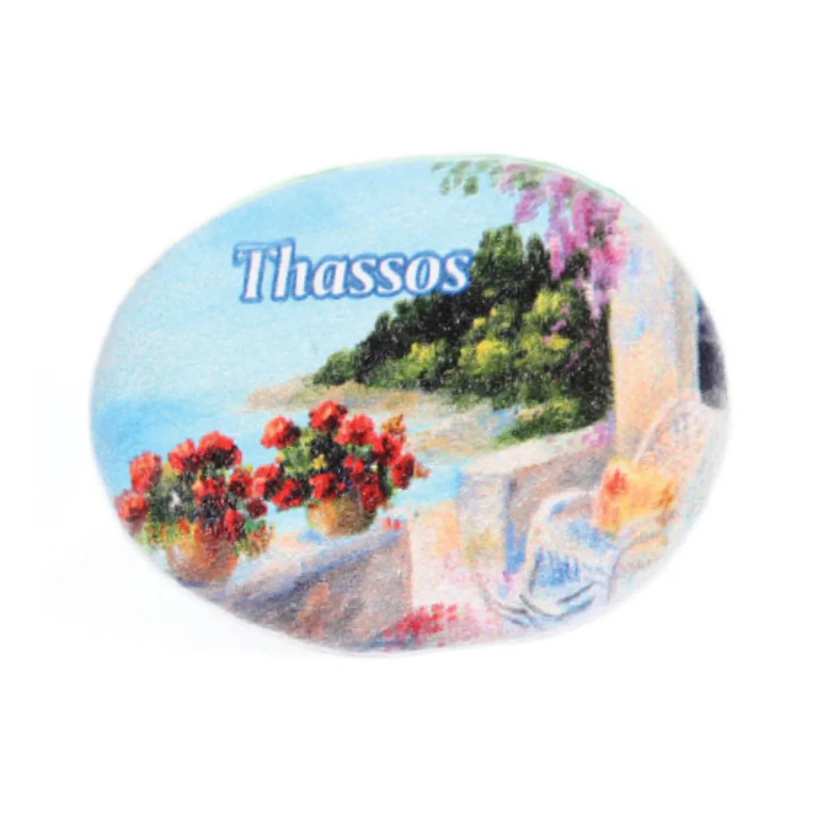 50231-E6 Μαγνητάκι Βότσαλο Ε6 λουλούδια μπαλκόνι - Image 1